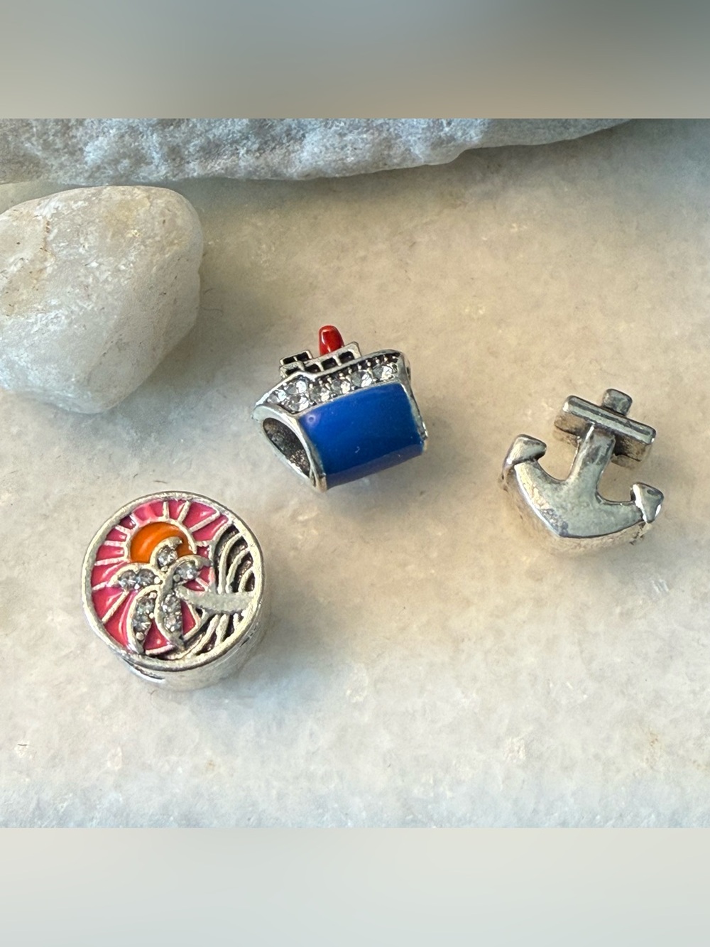 Carnival Cruise Silver Toned Nautical Bracelet Charms.